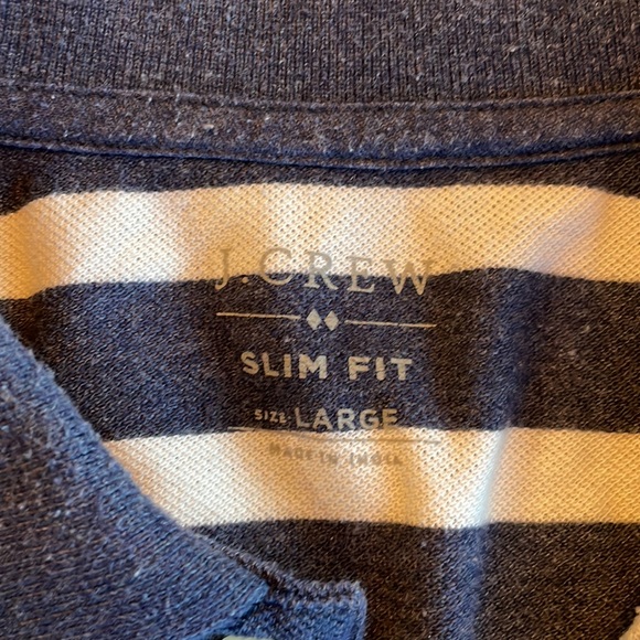 JCrew Striped Pique Polo.  Navy and White. - Picture 2 of 3